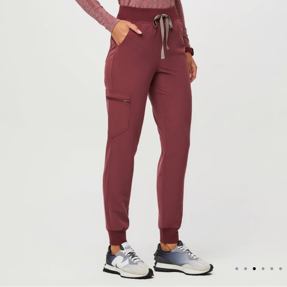 Figs cherry red Zamora jogger scrub pants